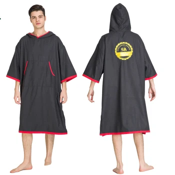 

Black Embroidery Changing Robe Bath Towel,Outdoor Quick-Dry Hooded Beach Towels/Poncho Bathrobe Towels Women Man Bathrobe