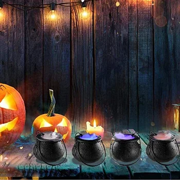 

Halloween Witch Cauldron Pot and 12LEDs Color Changing Mist Maker Fog Maker Fogger for Halloween Party JS22