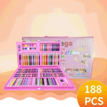 Набор рисования для детей живопись каракули искусство ручка набор 188 шт фломастеры пастельные мелки набор для детей Живопись Дети искусство чехол