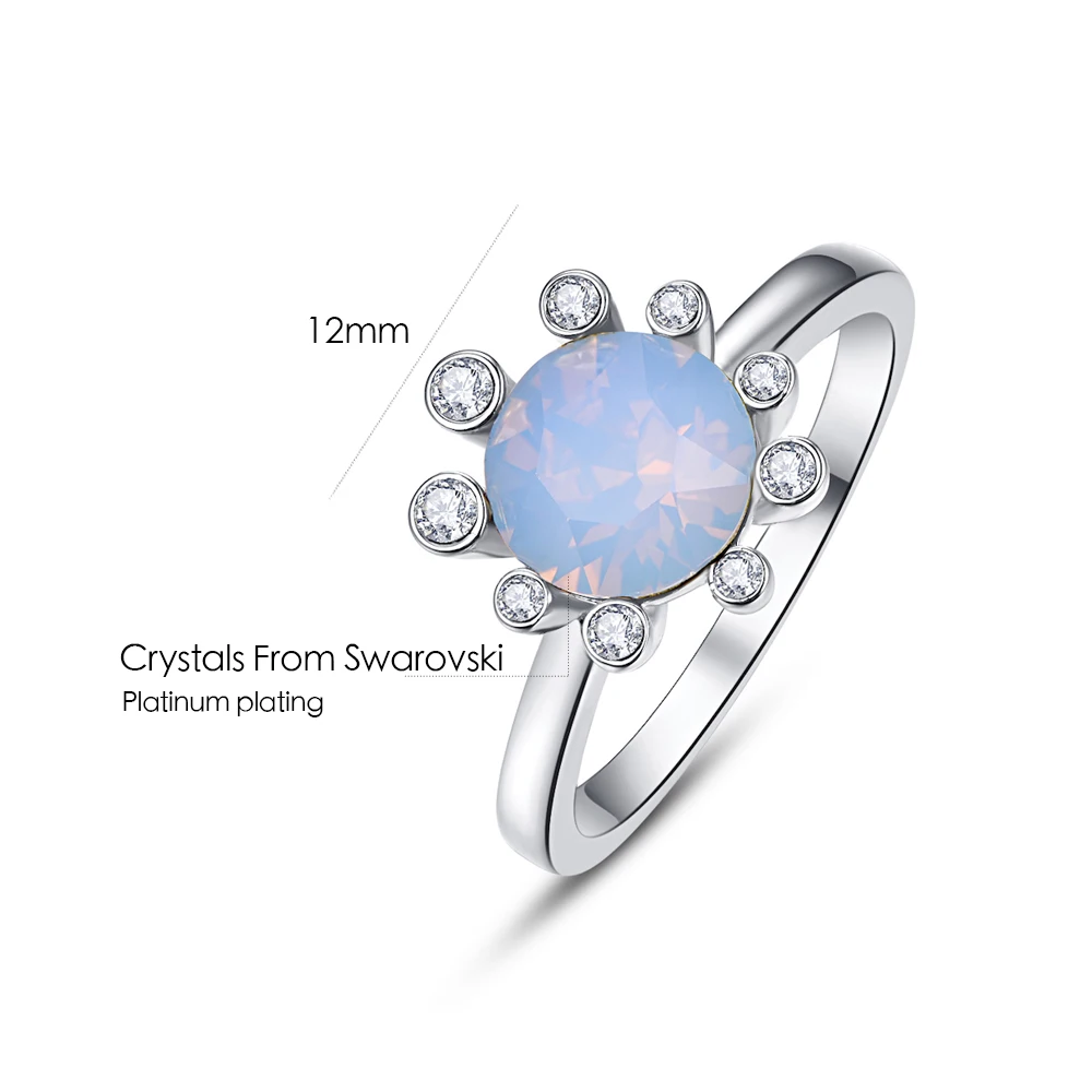 Кольца с кристаллами Сваровски и цветами для женщин, серебряный цвет, новинка, модное женское элегантное кольцо, свадебные украшения, подарок для мамы и девочки