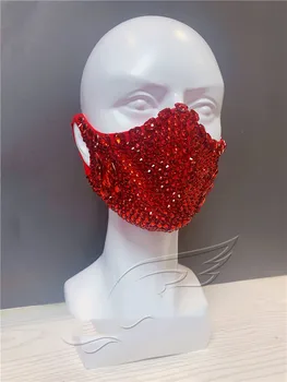 

Latest Fashion Design Nightclub Wear Mask Party Mask Bar Dancer Singer Costume Sexy Lady Fashion Mask Shining Rhinestone Mask