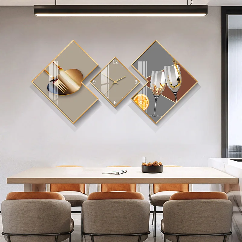 Atmosphere Silent Wall clock Restaurant Rhombus Crystal Porcelain painting Z1019-4  