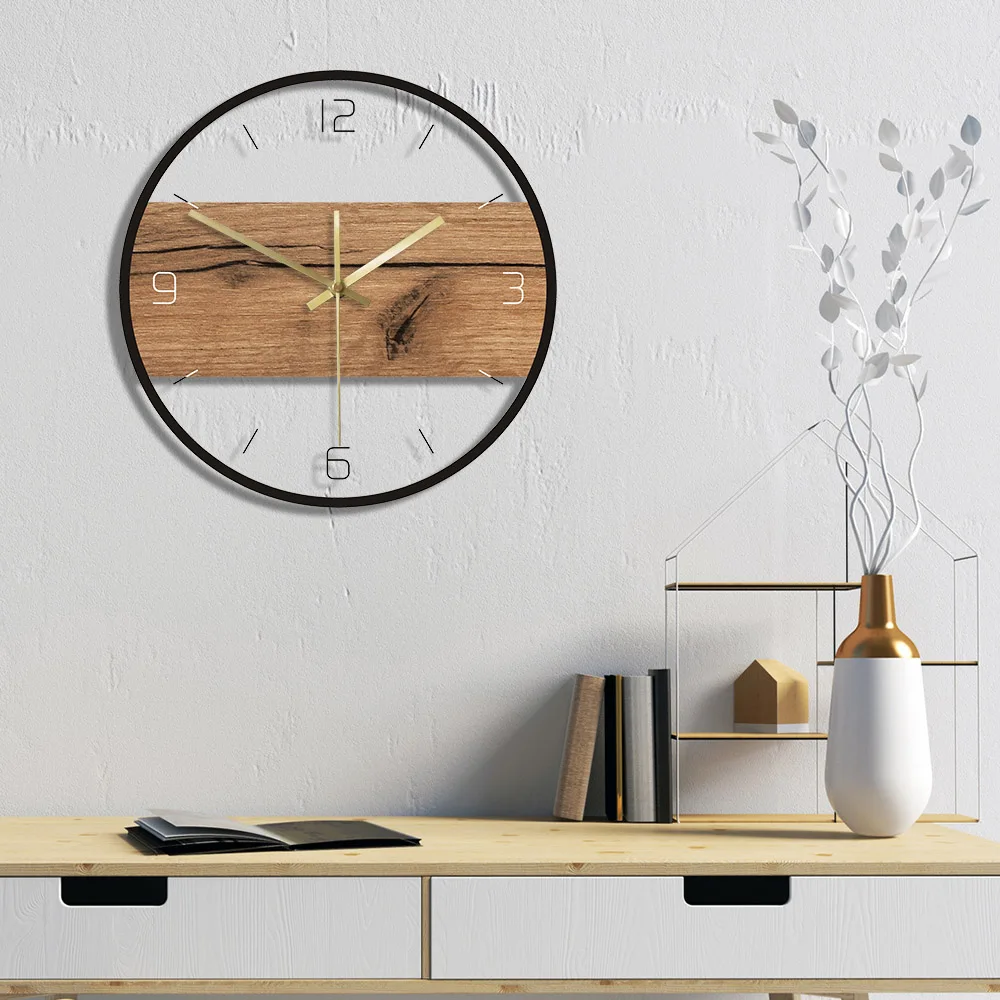 Old Wood Pattern Texture Acrylic Wall Clock Rustic Wood Cabin Country Wall Home Decor Silent Movement Printed Clock Wall Watch Just6F
