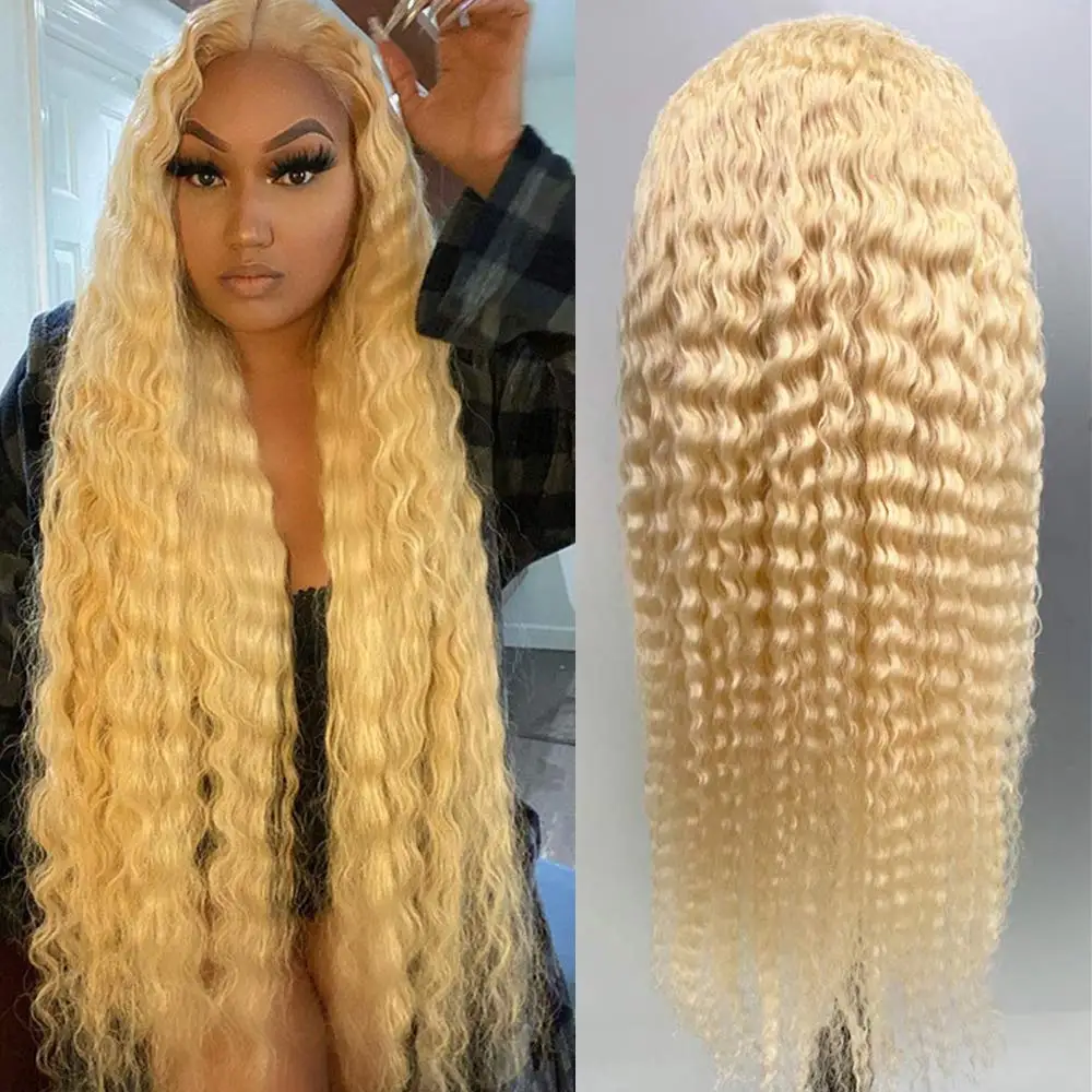 Sterly brasileño de la onda profunda rubia peluca con malla Frontal del 613 de pelo humano rubio miel 13x4 Remy Omber HD Frontal de encaje pelucas de cabello humano