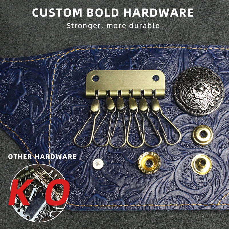 Unique Design Men's Key Wallet Handmade Genuine Leather Housekeep Key Case Cover Card Slot Coin Purse Small Women's Wallet