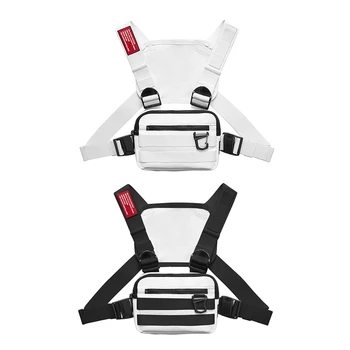 

ASRV 2Pcs Chest Bag Casual Function Outdoor Style Chest Bag Small Vest Bags Streetwear - White & White-Black