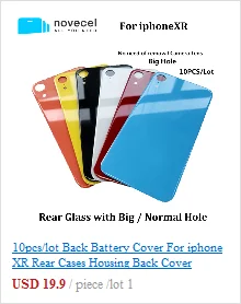 10 шт./лот Novecel задняя замена крышки батарейного отсека часть для iPhone XR Чехлы для телефона задняя крышка с объективом камеры полная сборка