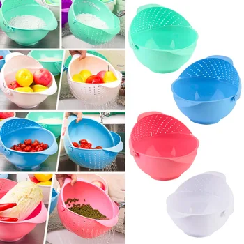 

3 in 1 Clamshell Rice Fruit Vegetable Wash Strainer Sieve Kitchen Tool Fruit / Vegetable Bowl