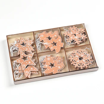

tree decoration pendant wooden stars Christmas tree snowflake pendant boxed Christmas tree package trinkets