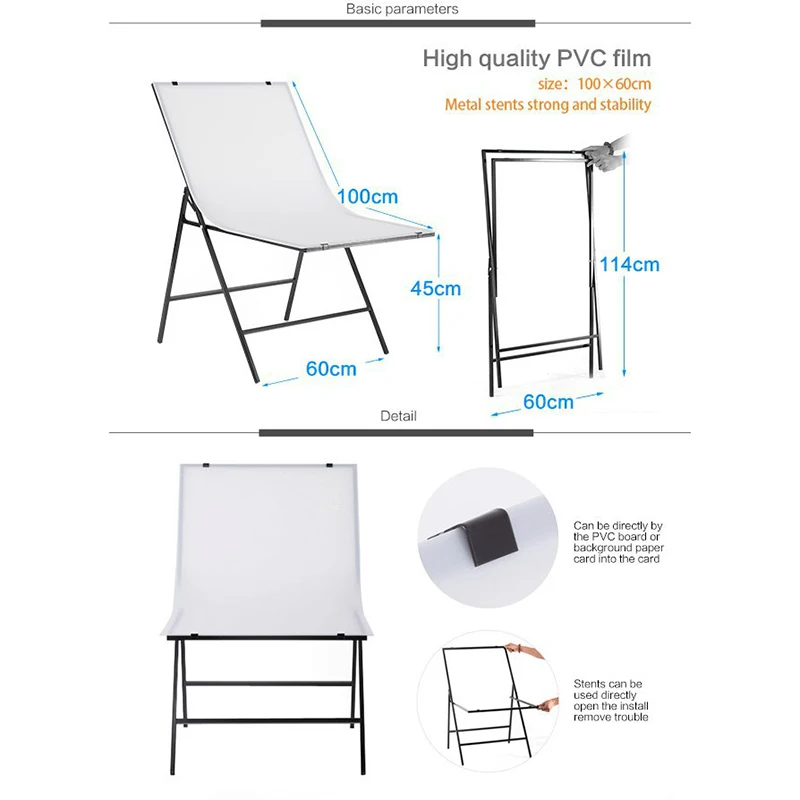 60*100cm 접이식 휴대용 전문 사진 사진 스튜디오 정물 제품 촬영을위한 촬영 테이블 사진