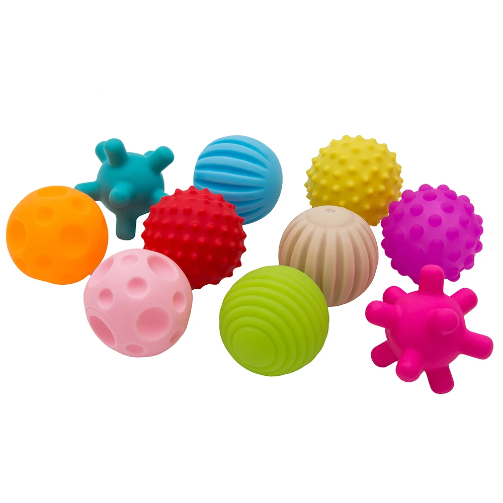 6/10pcs Children Stress Ball Rubber Toy Ball Textured Tactile Pinch
