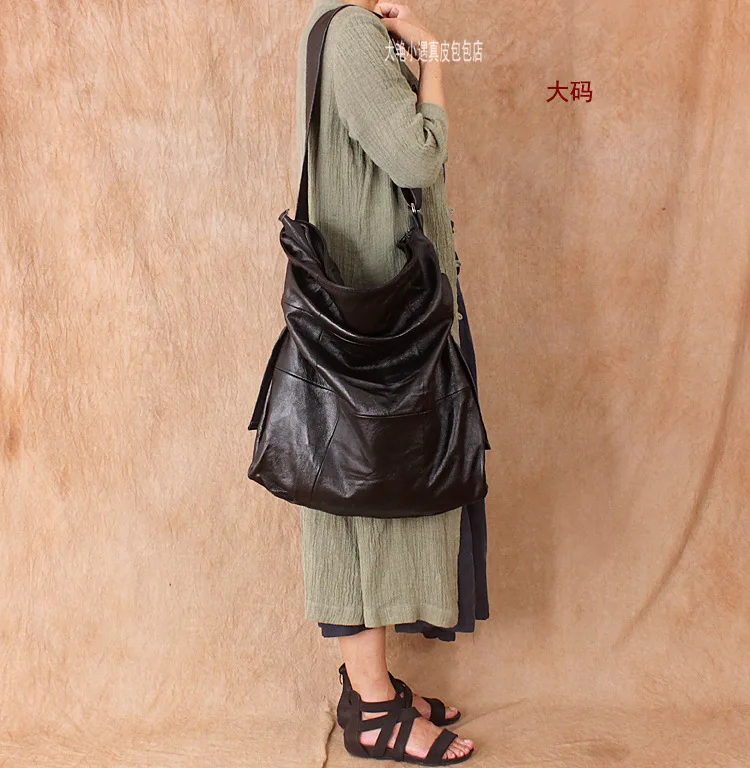 Большие сумки из натуральной кожи на одно плечо, Большая вместительная сумка в стиле пэчворк, размер 50*46 см, женская большая сумка