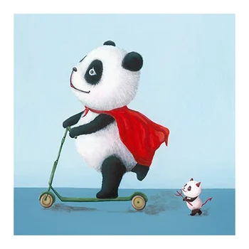 

Panda on skateboard Diamond Painting Cartoon Animal Round Full Drill Nouveaute DIY Mosaic Embroidery 5D Cross Stitch home decor