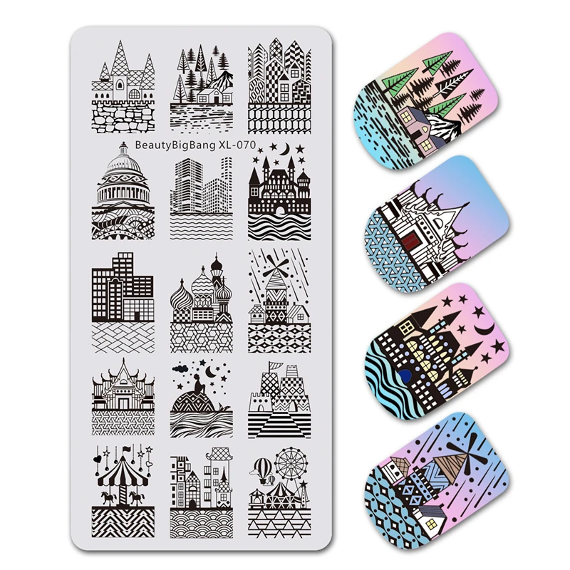 BEAUTYBIGBANG 6*12 см штамповки ногтей пластины шаблон для ногтей Лотос линия цветок бабочка Маникюр изображение ногтей шаблон - Цвет: 70