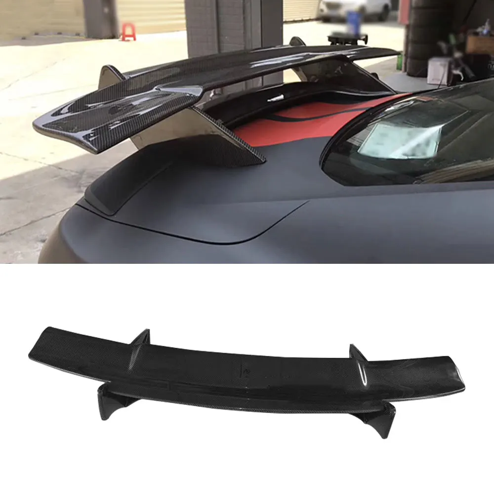 Double layer GT Style Carbon Fiber Rear Lip Spoiler Wings for Ford Mustang GT V8 V6 GT350R Coupe 2015 2016 2017 FRP unpainted