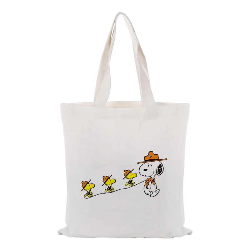 Canvas Tote Bag Cute Cartoon Dog Custom Print Logo DIY Daily Use Eco Ecologicas Reusable Shopping Bag Recycle