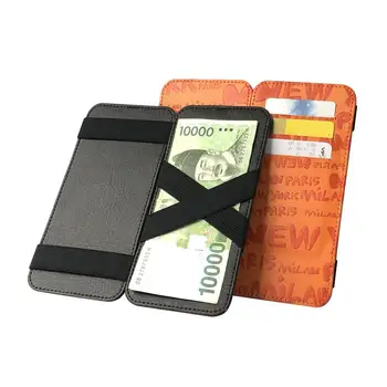 

Unisex Letter Print Faux Leather Money Cash Clip Wallet ID Credit Card Holder