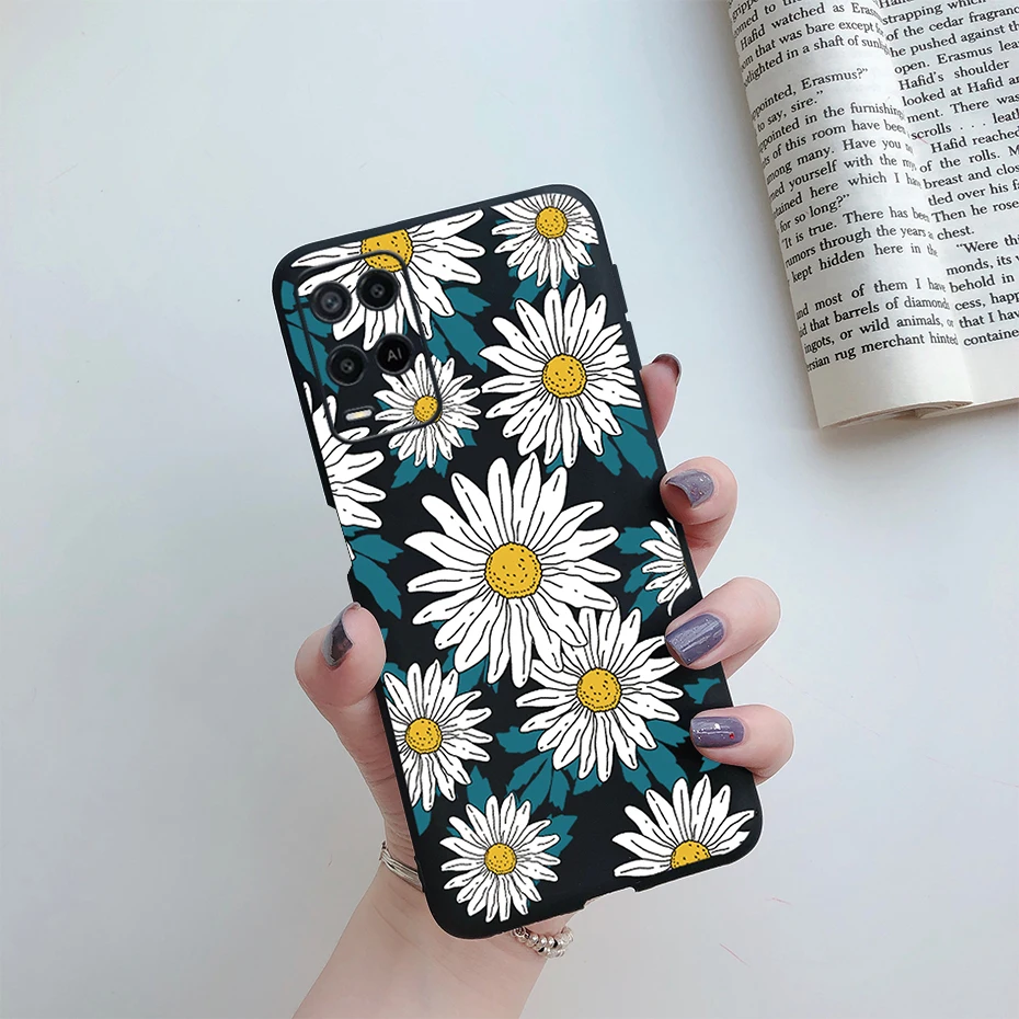 For OPPO A54 A 54 2021 Case Flower Silicon Phone Cover For OPPOA54 CPH2239 CPH2195 A 54 5G Shockproof Soft Bumper 6.5" Cute Case