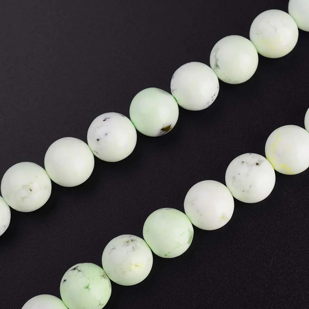 1 strands Natural Genuine Yellow Green Australian Turquoise Round Loose Gemstone Beads 6-12 mm 15