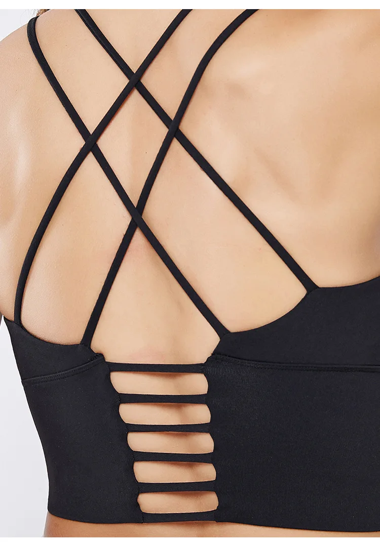 Solid Color Sports Vest Female Quick-drying Breathable Shockproof Cross Beauty Back Sports Bra Nude Yoga Clothes