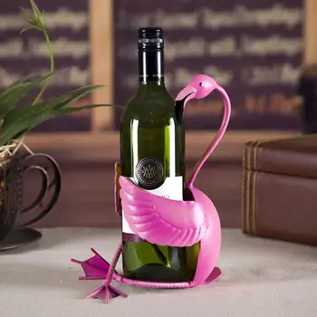 

New Pink Flamingo Wine Holder Shelf Metal Figurine Wine Rack Practical Sculpture Home Decoration Interior Ornamentation Crafts