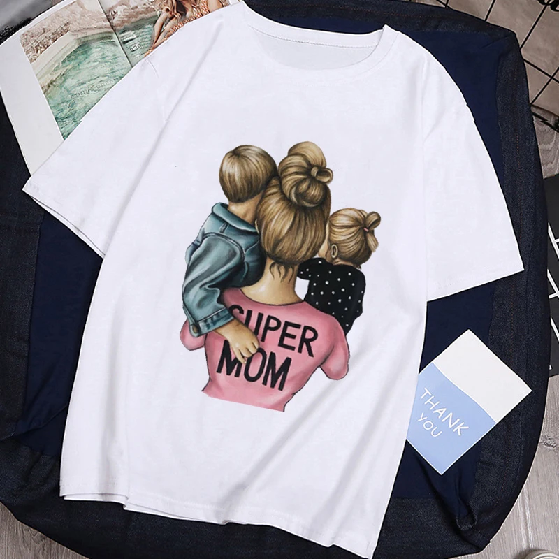 Camiseta de verano para mujer, regalos del Día de la madre, camiseta de dibujos animados, camisetas con estampado de vida de Super mamá, camisetas Kawaii Harajuku para mujer 2021