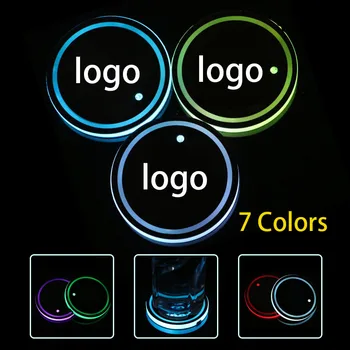 

2pcs Car LED Light Cup Holder Automotive Interior USB Colorful Atmosphere Lights Lamp Drink Holder Anti-Slip Mat car Accessories