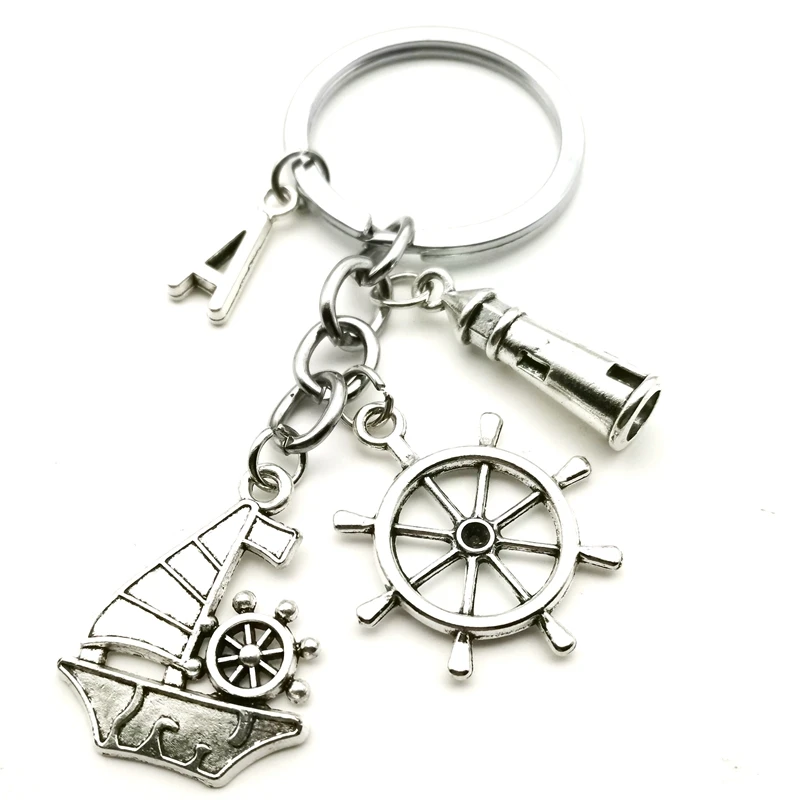 A-Z-Letter-Best-Friend-Helm-Sailing-Keychain-Lighthouse-Key-Ring-Key ...