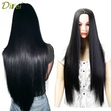 DIFEI 26 дюймов синтетический парик длинные прямые волосы, в черном, коричневом и сером цветах имеются со средним часть парик для косплея и в качестве повседневной одежды парики для женщин