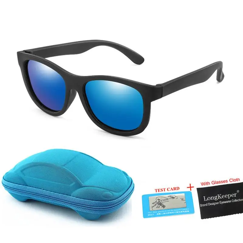 LongKeeper детские солнцезащитные очки, поляризационные, для маленьких мальчиков и девочек Солнцезащитные очки UV400 детское зеркало очки гибкие силиконовые очки с Чехол - Цвет линз: black blue