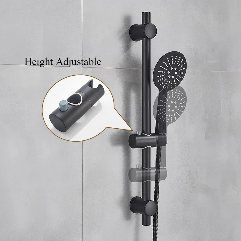Matte Black Thermostatic Bathtub Faucet Bathroom Hot Cold Mixer Tap Wall Mount Bath Shower Faucets Handshower Robinet Baignoire 3