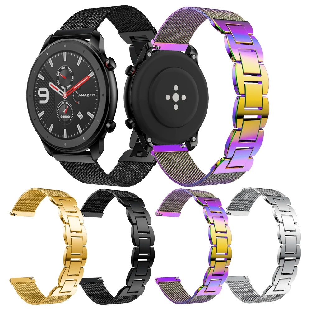 

Металлический ремешок из нержавеющей стали для браслета Xiaomi Amazfit Stratos 2, 22 мм, ремешок для часов Huami GTR 47 мм, Миланский ремешок