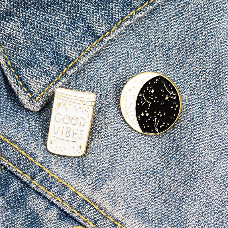 Эмалированные булавки мисс Зое GOOD VIBES созвездия звездная ночь броши на воротник