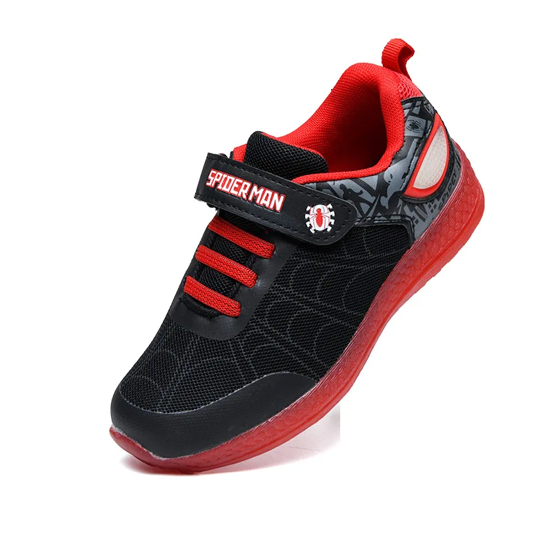 Детские Красные кроссовки с героями мультфильмов; мягкая черная дышащая повседневная обувь для мальчиков; европейские размеры 28-33