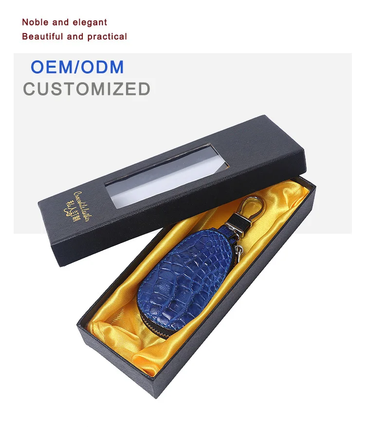 Индивидуальный настоящий аутентичный брелок для ключей для мужчин, роскошный автомобильный брелок с подарочной коробкой, сумки для ключей из крокодиловой кожи