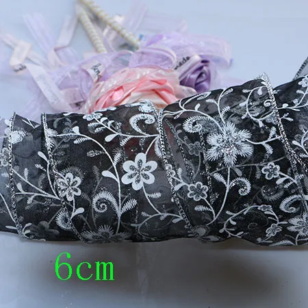 6cm 3yard 3 ярда DIY аксессуары лента с проволочной кромкой, Жесткая сетка, лента, Золотая лента, декоративная подарочная коробка с деревом, бант Упаковка - Цвет: 6cm 3yard