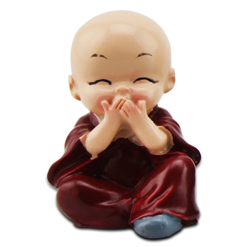 Nikou Set Di 4 Statuette Di Simpatici Monaci In Resina - Decorazione Portafortuna Ispirata Ai Monaci Cinesi Per Casa, Ufficio O Auto - 4