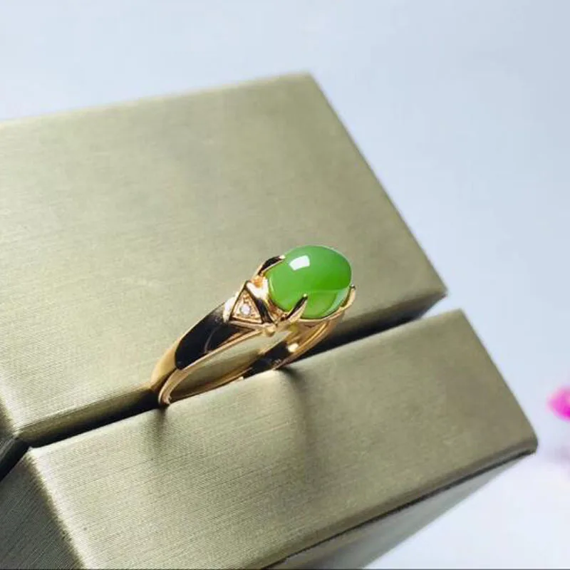 

Real Natural Hetian Jasper 925 Sterling Silver Handmade Jade Rings Green Adjustable High Quality Best Gifts