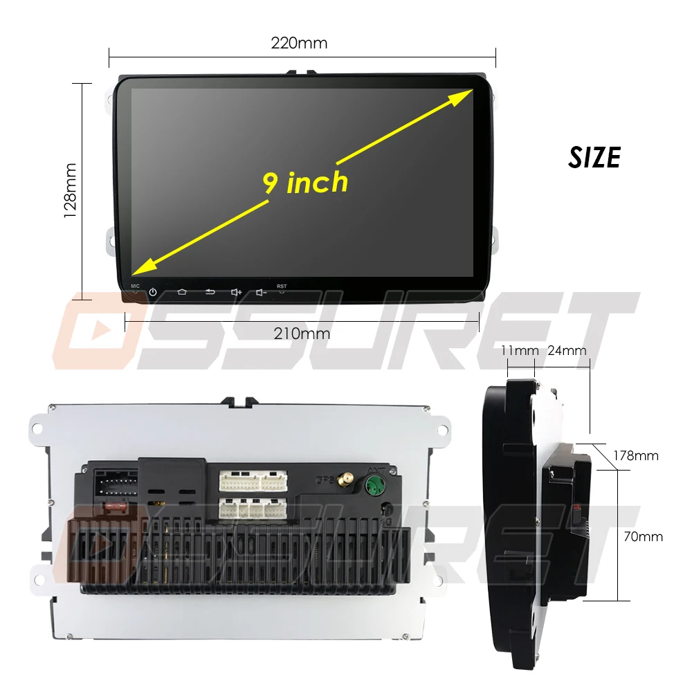 Автомагнитола 2 Din Авто Стерео gps Android 9,0 9 ''экран для V W/Volkswagen/POLO/Golf/Skoda/Octavia/Seat/Leon gps 4G DAB DVR OBD