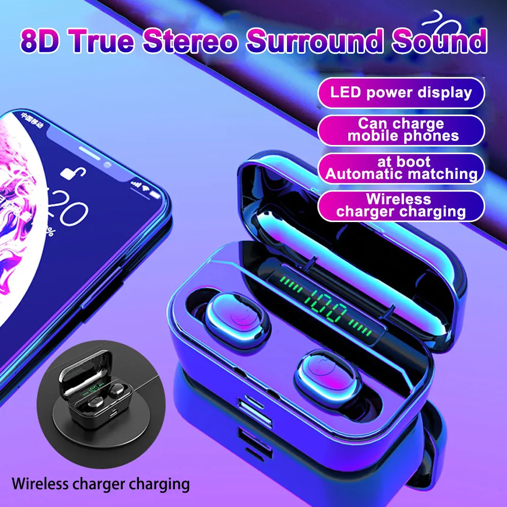 

Bluetooth Earphone 8D Stereo Sport Wireless IPX7 Waterproof Headphones 3500mAh Power Bank headset Mini Earphones