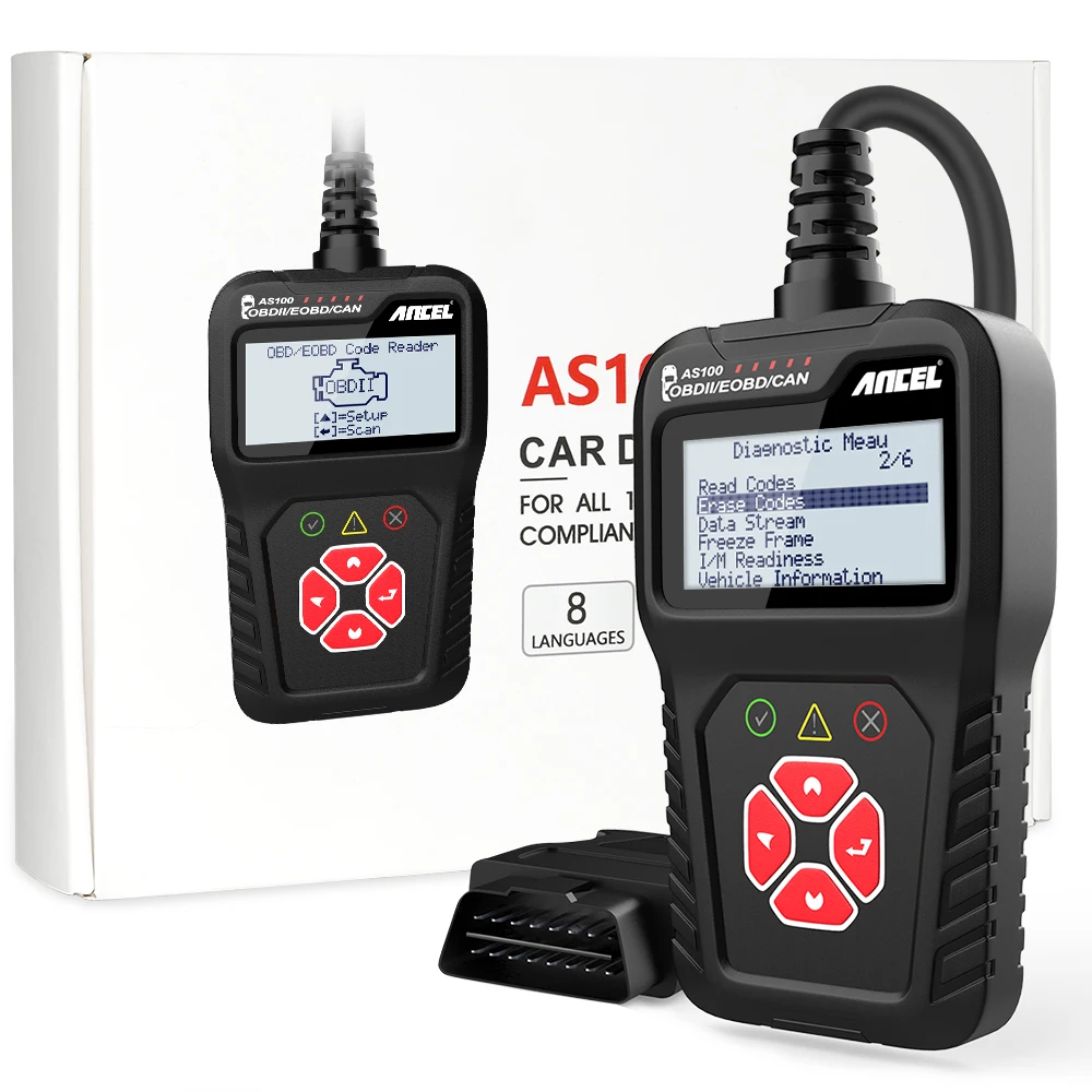 Ancel AS100 OBD2 сканер многоязычный считыватель кодов Obd 2 Автомобильный ODB2