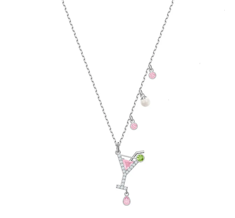 Swa new quality cocktail pendant, standard, pink crystal, high quality necklace with feminine fashion temperament