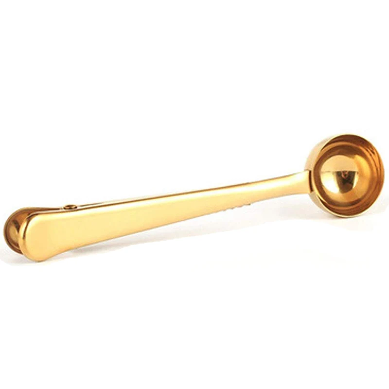 10 шт. Совок одного плеча сумки на ремне типа 2 в 1 Нержавеющая сталь Кофе ложкой и блюдце с уплотнительный зажим для измерения Кофе, Чай, протеин, текстильны