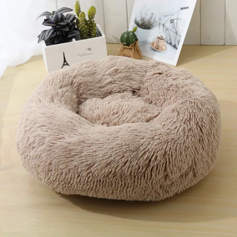 Кровать для питомца собаки Удобная пончик Cuddler круглая кровать для собаки ультра мягкая моющаяся собака и кошка подушка кровать(несколько размеров - Цвет: Khaki