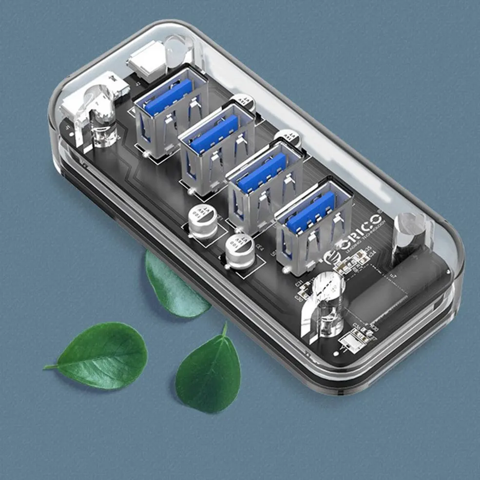 Портативный размер F4U-U3 супер высокая скорость прозрачный пластик 4 порта USB 3,0 концентратор адаптер для ПК компьютер