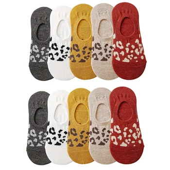 

Leopard Print Invisible Ladies Comfortable Cotton Girl Ladies Boat Socks Shallow Ankle Low Tube Female 10Pair = 20Pcs