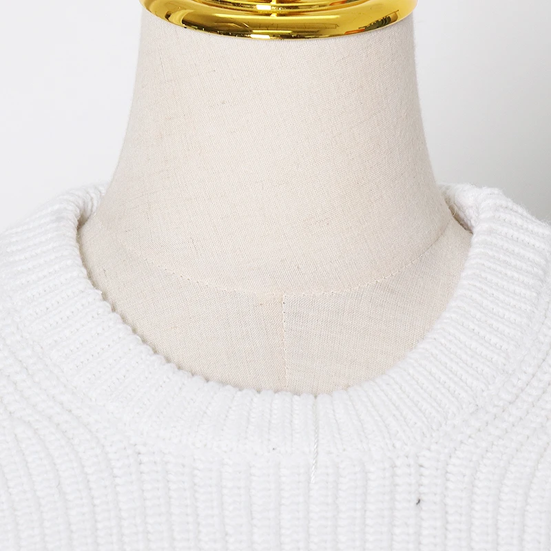 TWOTWINSTYLE Hollow Out Patchwork Tassel Sweater