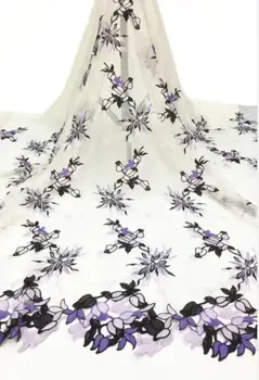 

Embroidered Net Fabric with beads With super Quality Sat-12.3601 African Tulle Lace Fabric For party Dress