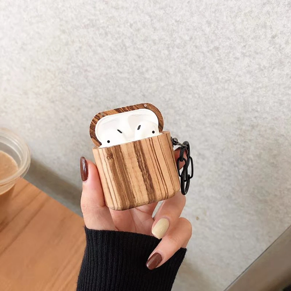 Деревянный чехол для Airpod для Apple 1 2 Винтажный дизайн из натурального дерева противоударные беспроводные наушники крышки для коробок с пряжкой - Цвет: AMJ909T01 B