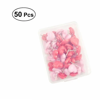 

50PCS Heart Push Pins Pink Red Cute Wall Tacks Decorative for Cork Board Home and Office